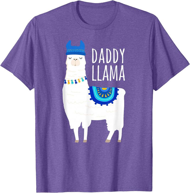 Mama Llama Lover Gifts by Memme Daddy Llama Gift Shirt for Men, Dad T-Shirt - Purple Heather