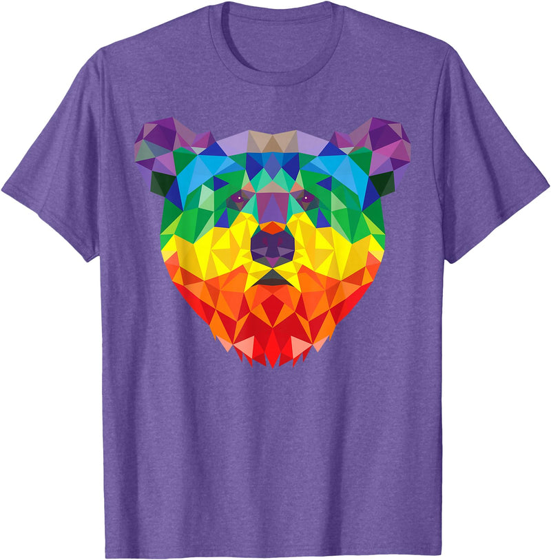 Bear Gay Pride Novelty by Ryan Co. Geometric Bear LGBT Rainbow Flag Gay Pride Men Women T-Shirt - Purple Heather