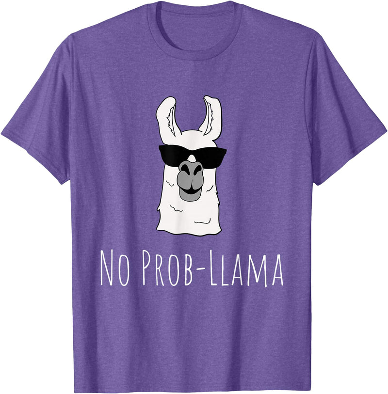 Llama Mama Apparel No Prob-Llama No Problem Cute Funny Cool Llama Alpaca Gift T-Shirt - Purple Heather