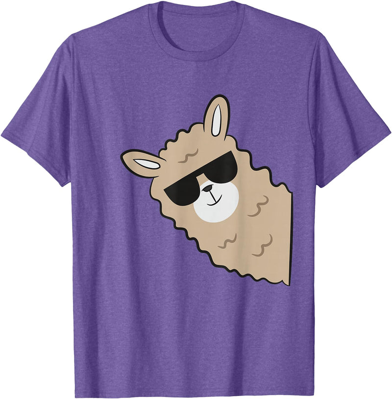 Funny Llama And Alpaca Gifts Cute Llama Alpaca with Sunglasses Funny Llama T-Shirt - Purple Heather