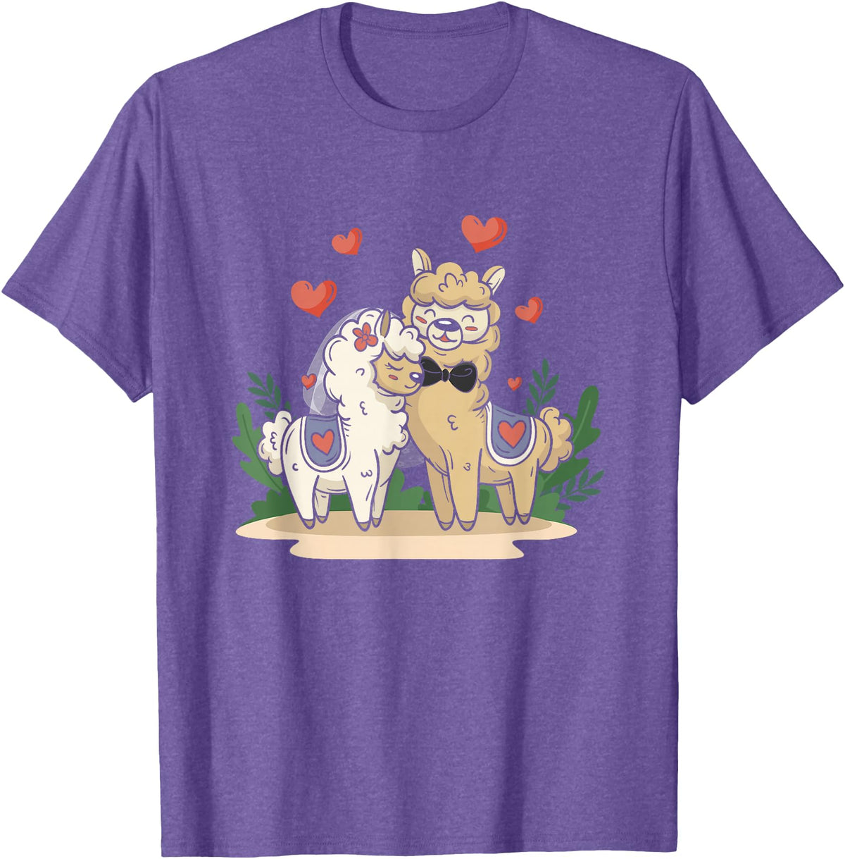 Llama Bride and Groom Wedding Matching Couple Llama Bride and Groom Wedding Art Matching Couple Loving T-Shirt - Purple Heather
