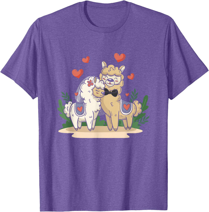Llama Bride and Groom Wedding Matching Couple Llama Bride and Groom Wedding Art Matching Couple Loving T-Shirt - Purple Heather