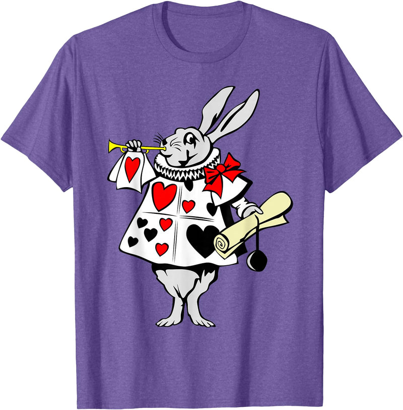 Alice in Wonderland Rabbit Easter Bunny Playing Music T-Shirt in Purple Heather