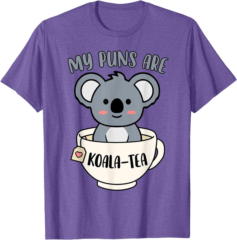 Cute Shirts and Merch My Puns Are Koala Tea Funny Cute Koala Bear Animal Pun T-Shirt - Purple Heather