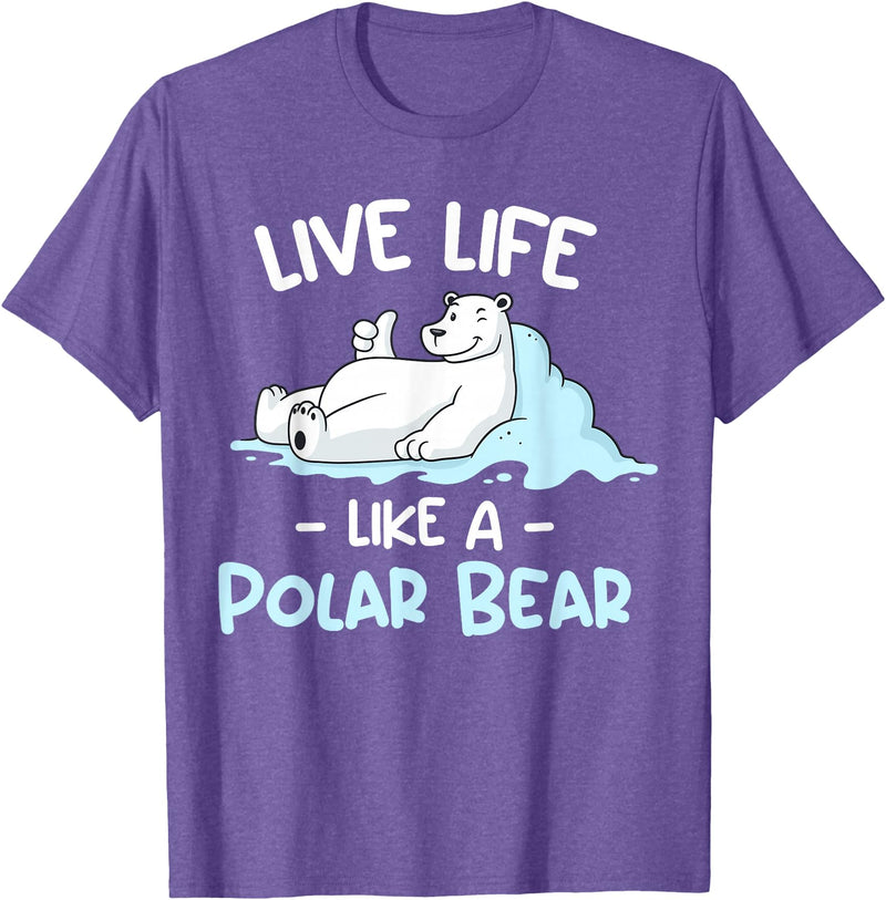 Polar Bear Designs Polar Bear Design | Live Life Like a Polar Bear T-Shirt - Purple Heather