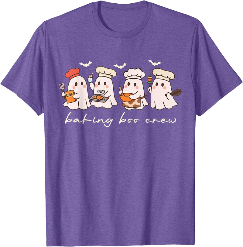 Halloween Ghost Baking Boo Crew Cooking Lover Baking Boo Crew Cute Halloween Ghost Baking Baker Kitchen T-Shirt - Purple
