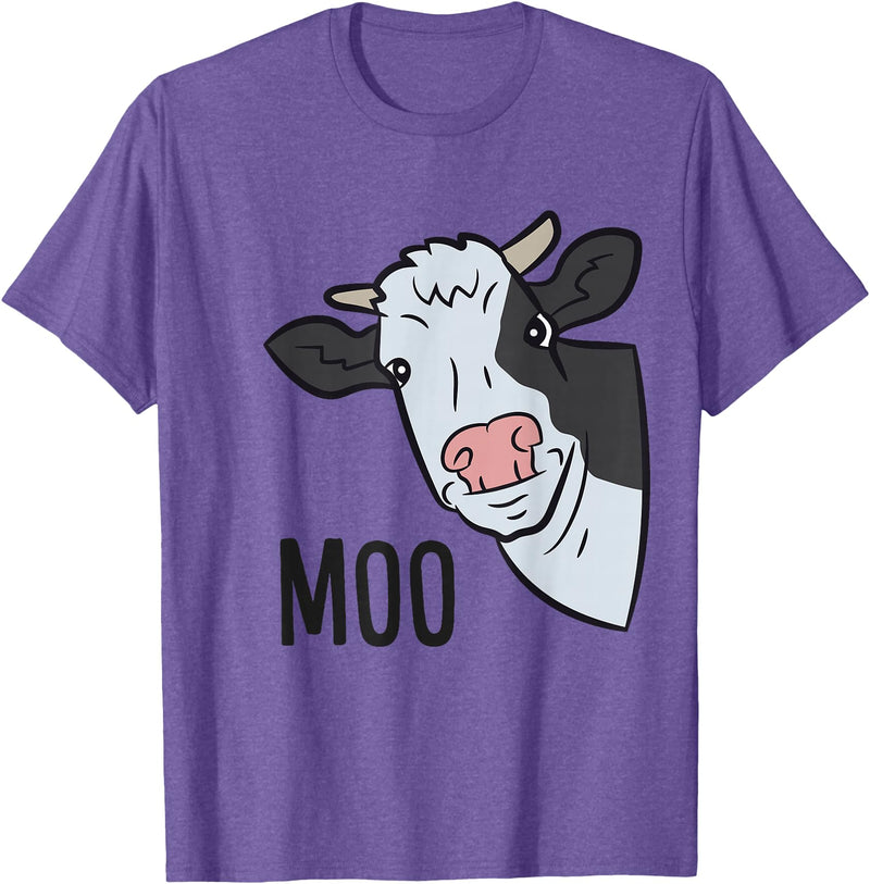 Cow Farm Animal Tees For Cow Lovers Cow Moo Farm Animal Funny Cow T-Shirt - Purple Heather