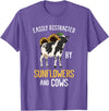 Funny Gift Idea for Sunflower and Cow Lovers Easily Distracted By Sunflowers and Cows T-Shirt - Purple Heather