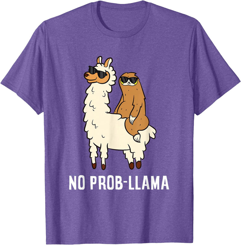 The Llama Lover No Prob-llama Cute No Prob Llama T-Shirt - Purple Heather