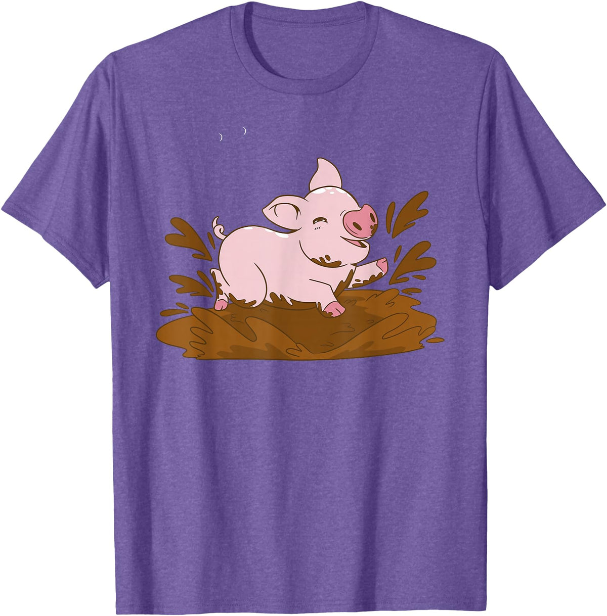 Pigs Mud Pig Playing in the Mud T-Shirt - Purple Heather