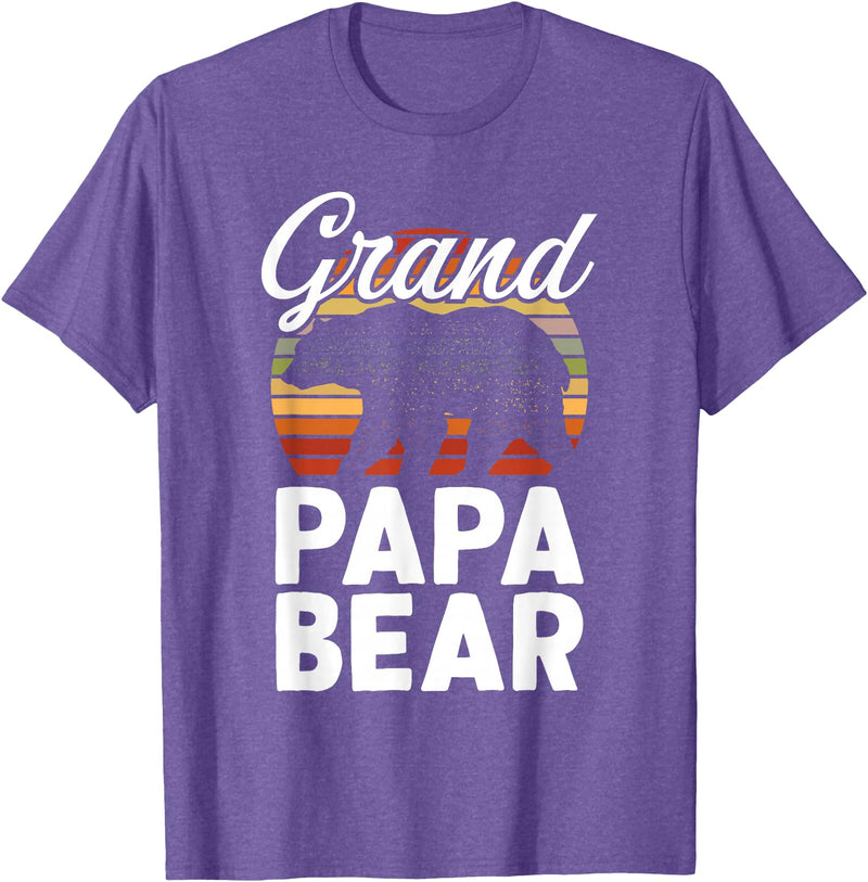 Crazy Grandpa Apparel & Gifts Fun Grandpa Animal Sunset Graphic - Grandpapa Bear T-Shirt - Purple Heather