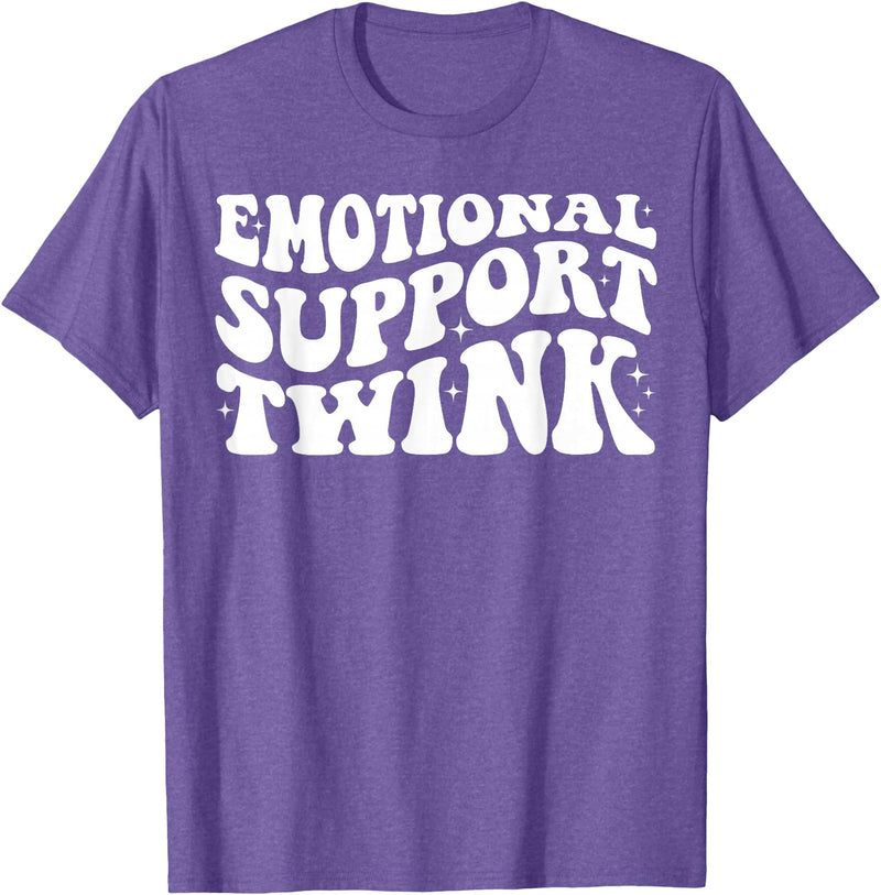 Dank and Funny Meme Groovy Apparel Emotional Support Twink T-Shirt - Purple Heather