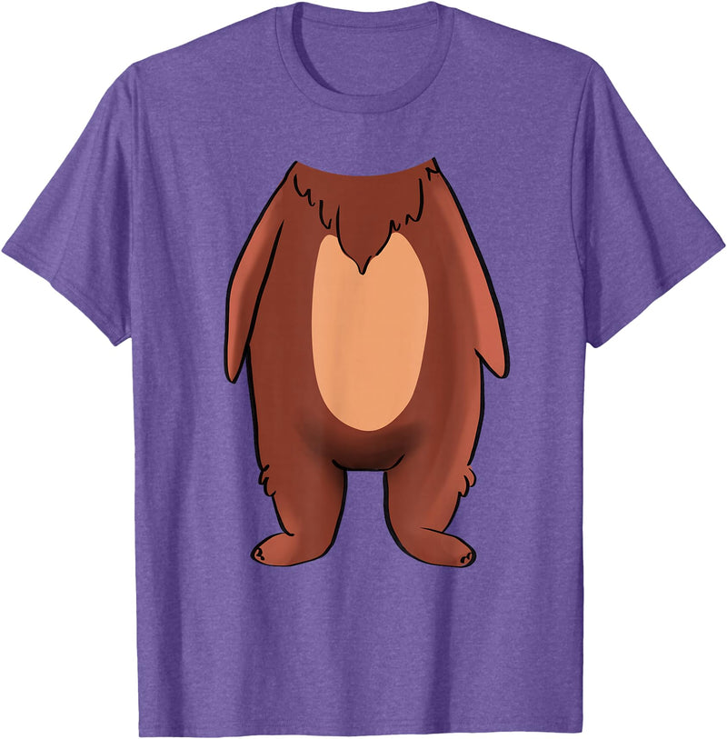 The Easy Costume Idea Shop Bear Halloween Costume Shirt - Brown Grizzly Bear T-Shirt - Purple Heather