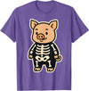 Spooky Cute Cartoon Animals in Halloween Outfits Funny Pig Skeleton Costume for Kids Boys Girls Halloween T-Shirt - Purple Heather