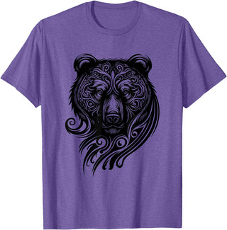 Best Tribal Tattoo Designs I Trends I Born for Art Bear Grizzly Nordic Indian Celtic Mythology Wild Animal Fan T-Shirt - Purple Heather