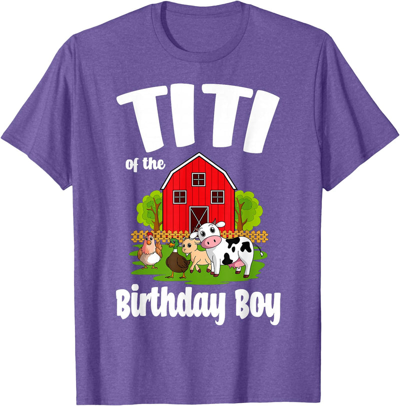 Birthday Boy Farm Animal Theme Titi Of The Birthday Boy Farm Animal Birthday Party Celebration T-Shirt - Purple Heather