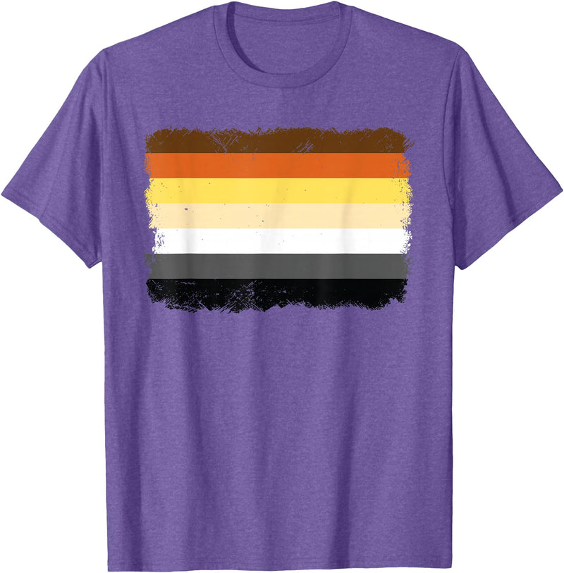 LGBTQ Bear Flag Gay Pride Gift For Men LGBT Papa Mens Gay Pride Month - Gay Flag Bear T-Shirt - Purple Heather