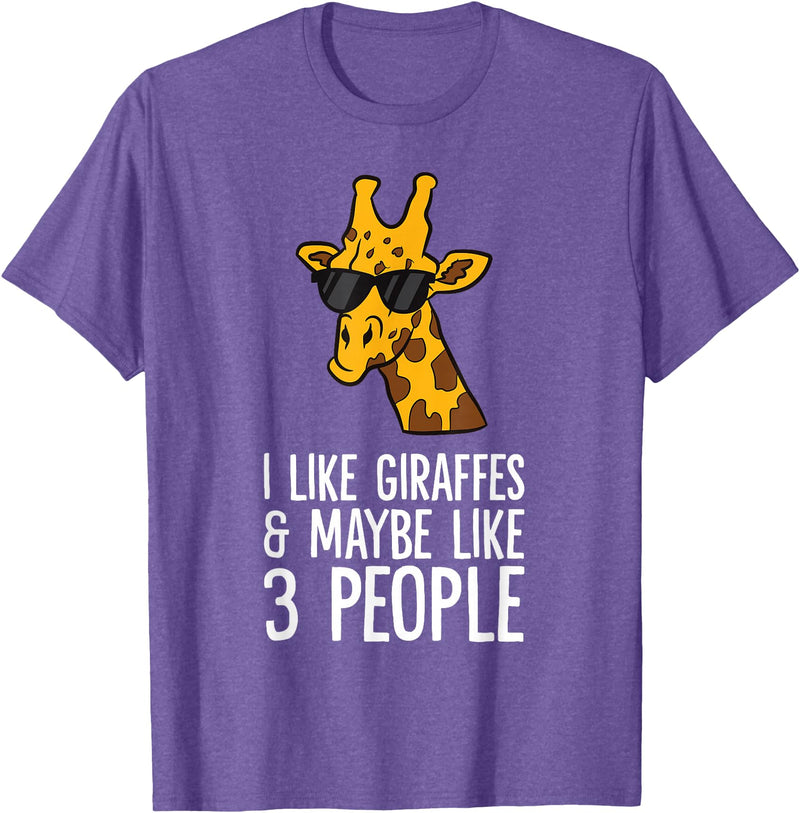 Giraffe Lover Gifts And Tees I Like Giraffes And Maybe Like 3 People Giraffes T-Shirt - Purple Heather