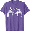 Skeleton Hand Halloween Trendy Novelty Graphic Art Skeleton Hands Heart Sign Halloween Tops T-Shirt - Purple Heather