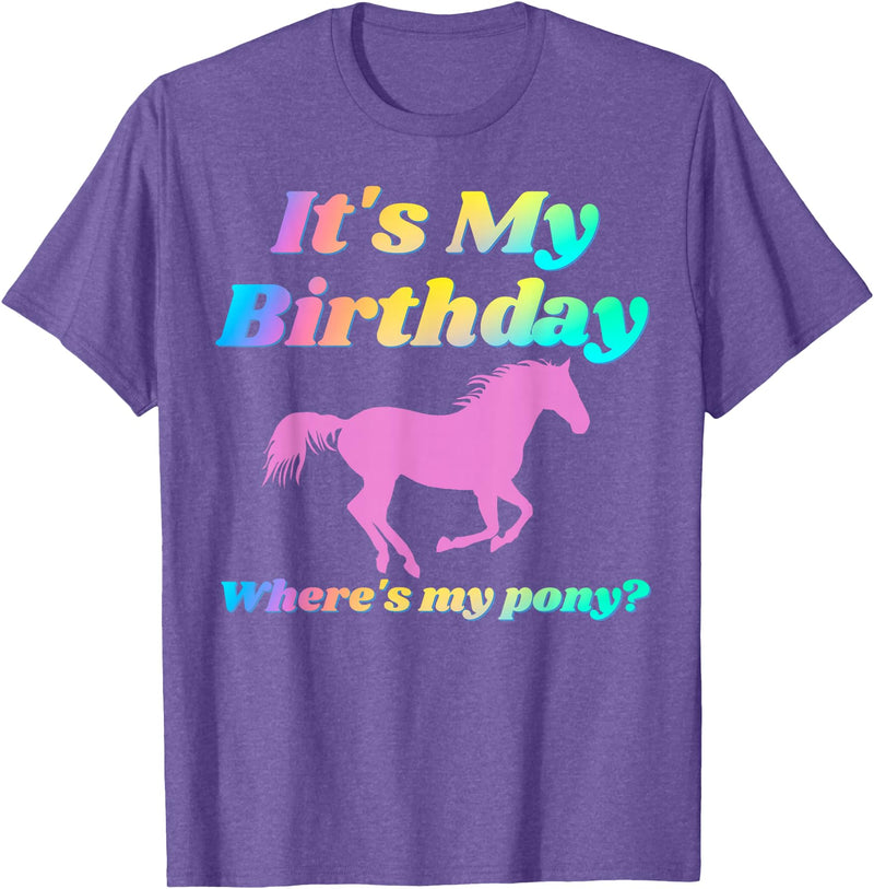 It's My Birthday Horse Lover Adult Funny Party Happy Gift T-Shirt - Purple Heather
