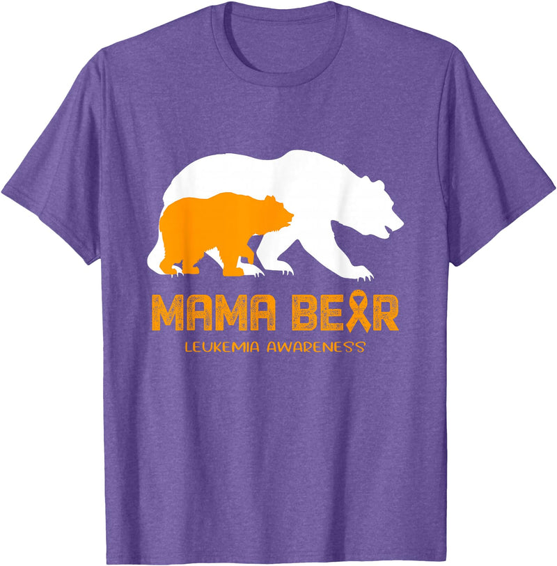LEUKEMIA Awareness T-Shirt Mama Bear LEUKEMIA Awareness Shirt For Women Men T-Shirt - Purple Heather