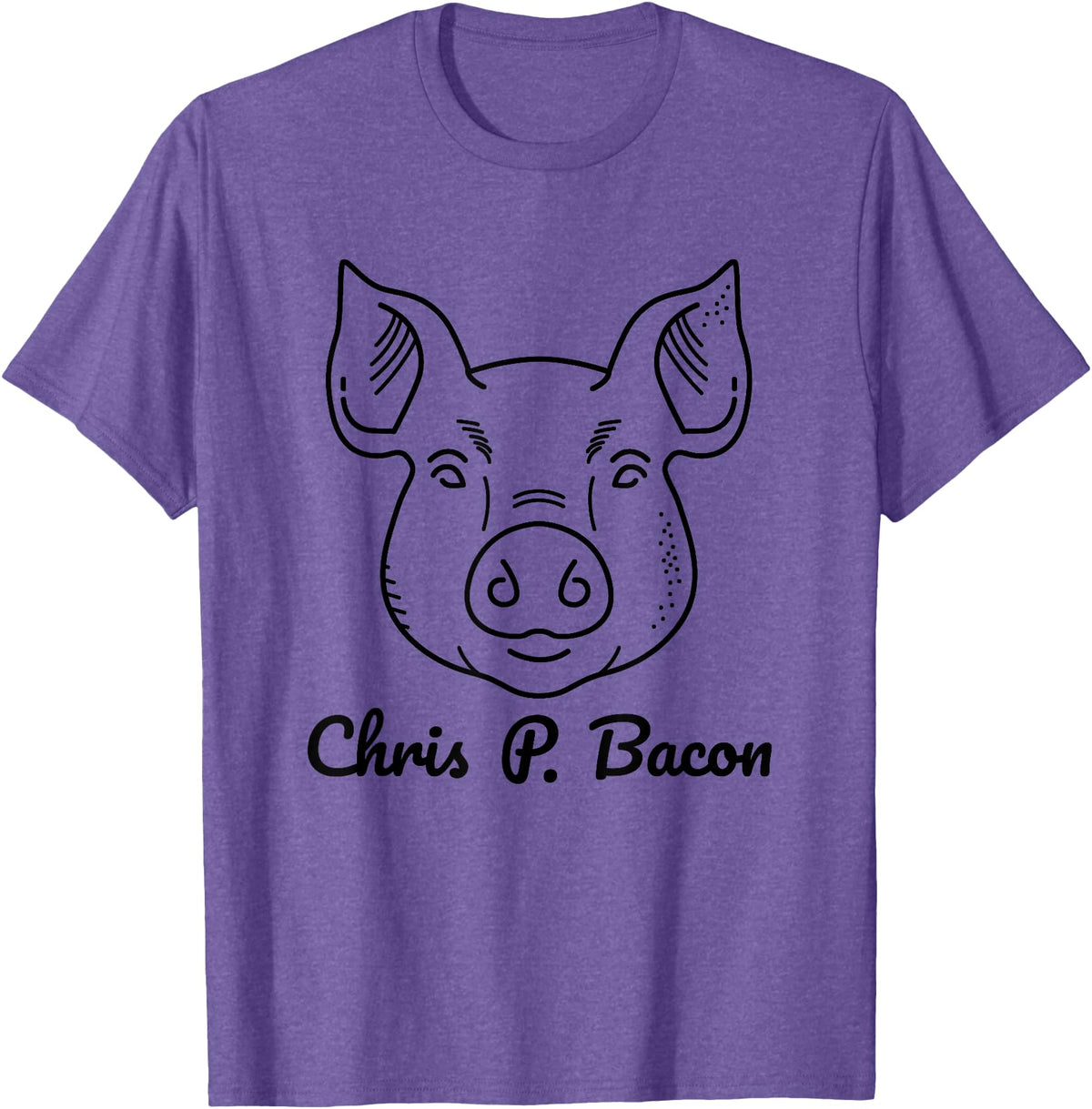 Funny Pet Pigs Tasty Bacon Butcher Breakfast Jokes Funny Pig Names Chris P. Bacon Crispy Bacon Lover Farm Pets T-Shirt - Purple Heather