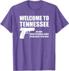 Welcome To Tennessee Bear Arms Gifts Welcome To Tennessee Pro Gun T-Shirt - Purple Heather