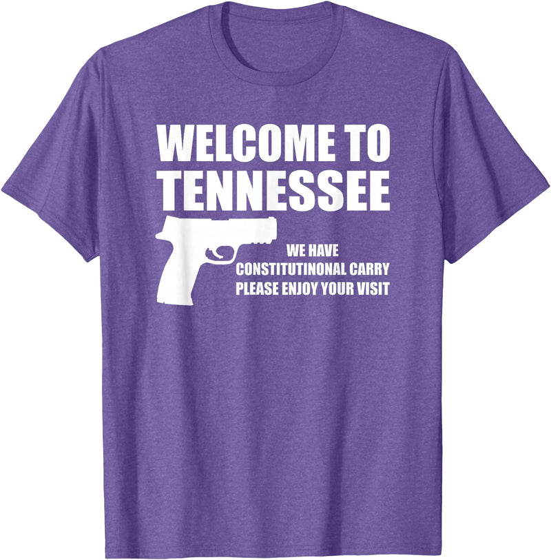 Welcome To Tennessee Bear Arms Gifts Welcome To Tennessee Pro Gun T-Shirt - Purple Heather