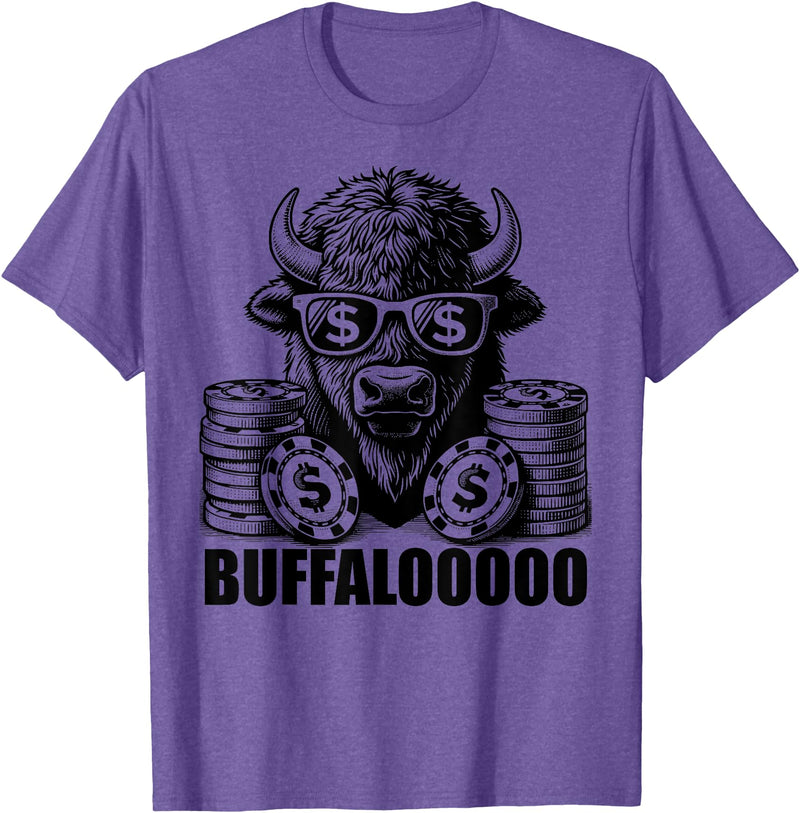 Gambling Gift Casino Gambler Stuff & Accessories Lucky Buffalo Casino Slot Machine BUFFALOOOOO Gambling T-Shirt, Small, Grey