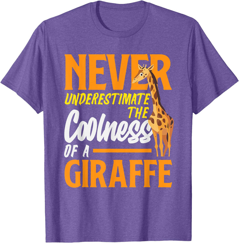 Giraffe Safari Animal Apparel Gifts Never Underestimate The Coolness of A Giraffe Funny T-Shirt - Purple Heather