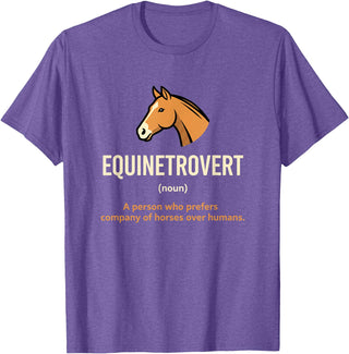 Horse Equine Equinetrovert Equestrian Lover Kid Fo Equinetrovert Funny Horse Definition Kids Horse Lover Equesn T-Shirt - Purple Heather