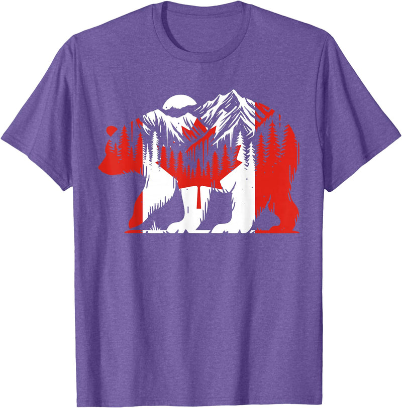 Polar Bear Canadian Flag Canada Day Maple Leaf Polar Bear Animal Canadian Flag Maple Leaf Nature Canada Day T-Shirt - Purple Heather