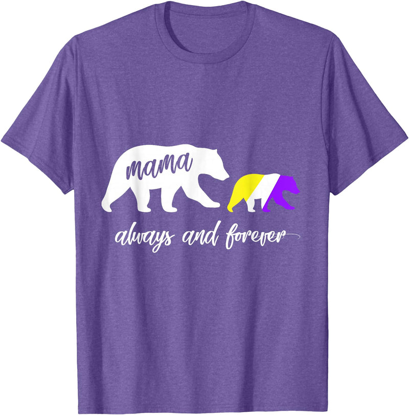 Nonbinary & Genderqueer Mama Bear T-Shirt Cute Nonbinary Mama Bear T-Shirt - Purple Heather