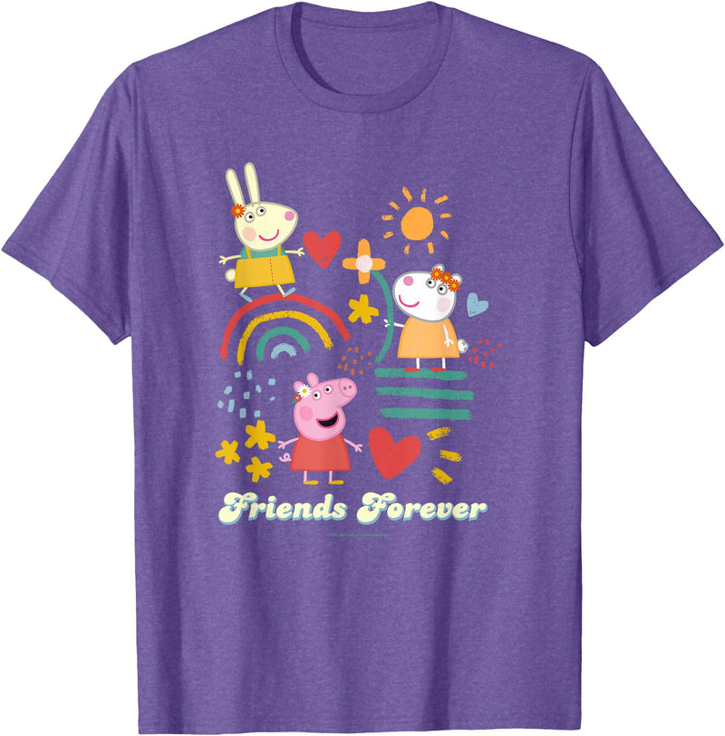 Peppa Pig Friends Forever Rebecca Rabbit & Suzy Sheep T-Shirt - Purple Heather