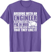 Arguing With An Engineer Pig In Mud Shirts Arguing with an Engineer Wrestling a Pig in the Mud T-Shirt - Purple Heather