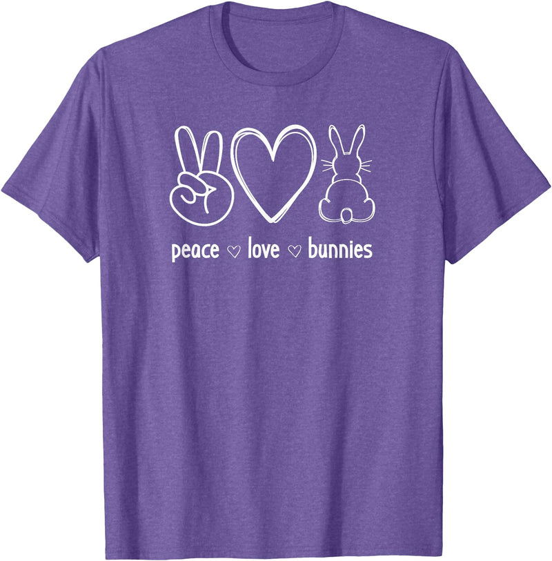 Peace Love Bunnies, Funny, Jokes, Sarcastic Sayings T-Shirt in Purple Heather