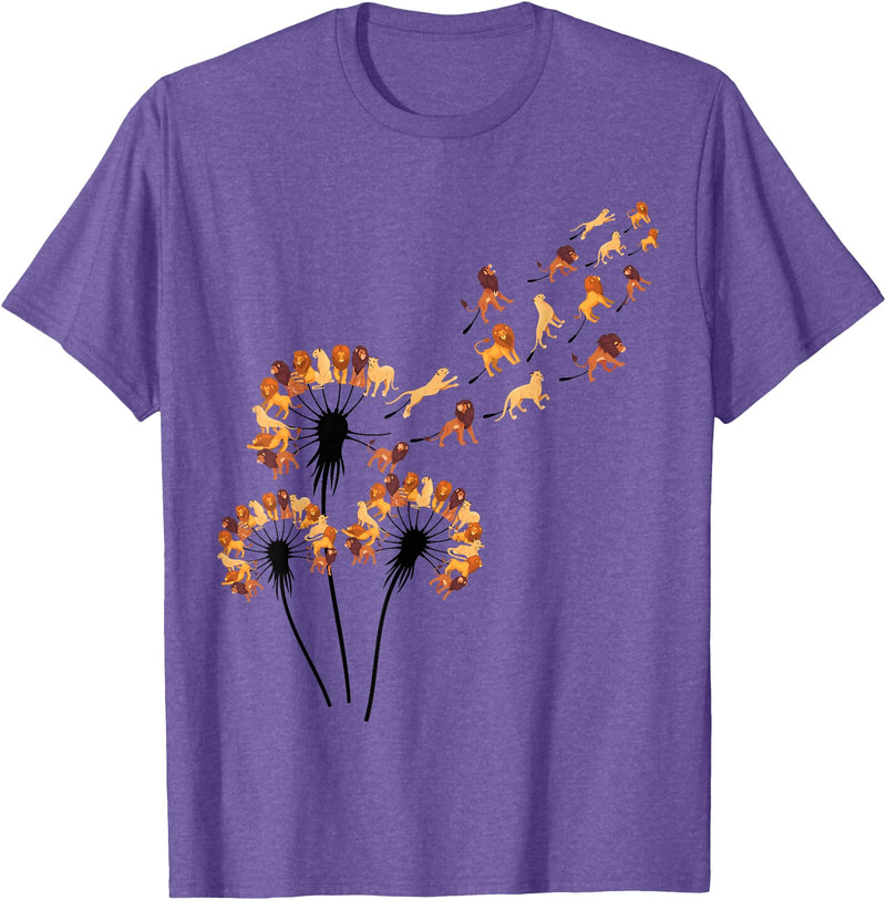 Lion Design Dandelion Lions Stuff for Lion Lover | Lion T-Shirt - Purple Heather