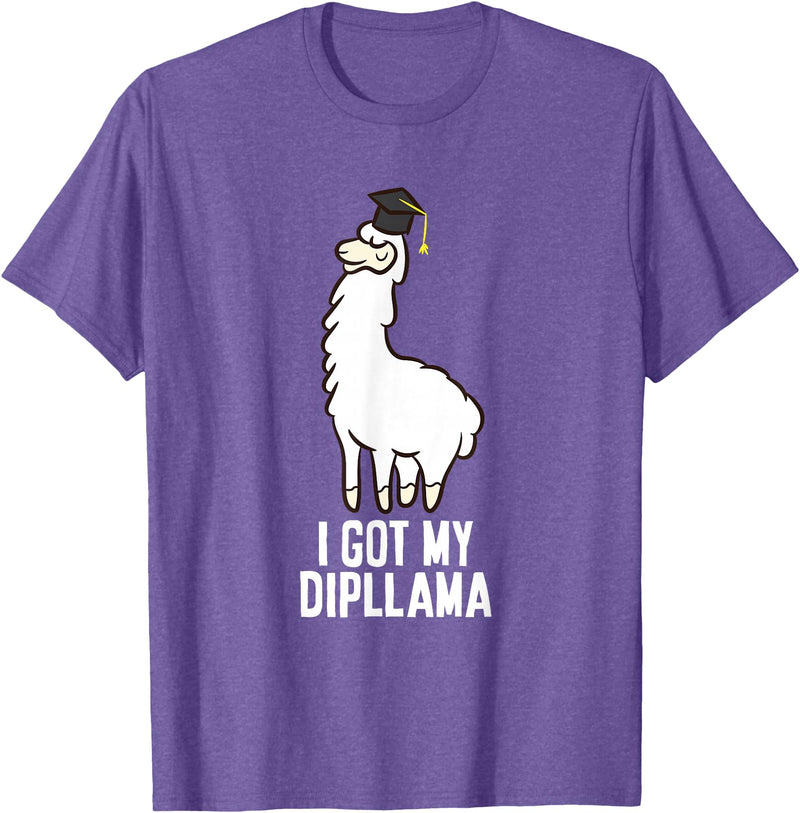 Funny Llamas Gifts LLama Graduation I Got My Dipllama Cute Llama T-Shirt - Purple Heather