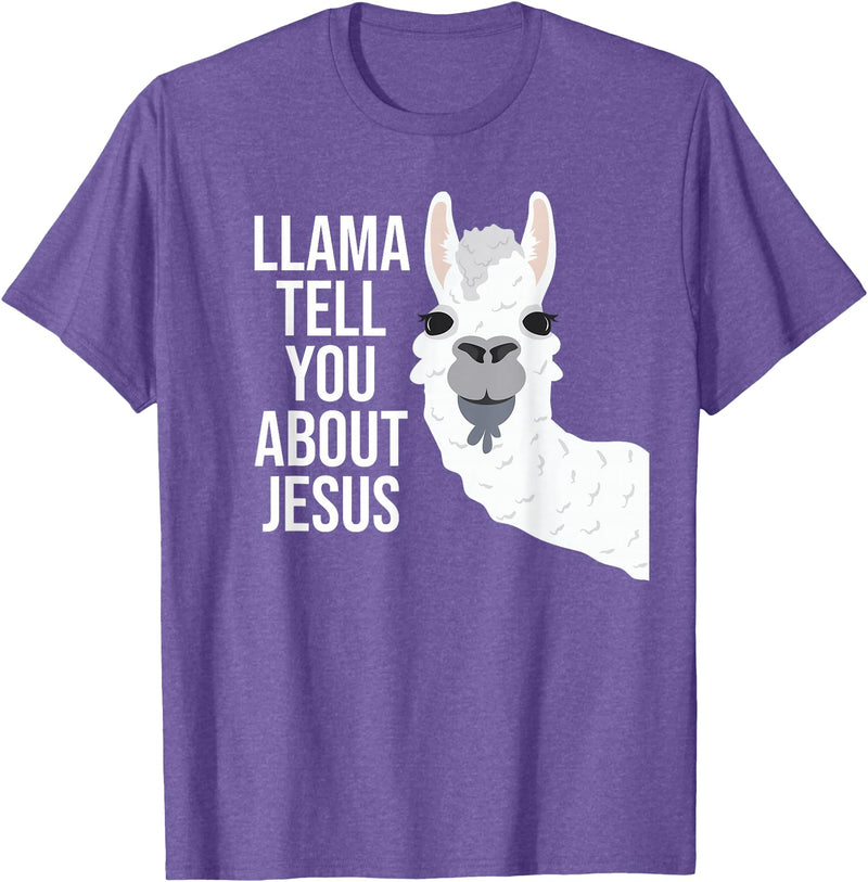 BDAZ Llama Tell You About Jesus Funny Christian Bible Gospel T-Shirt - Purple Heather