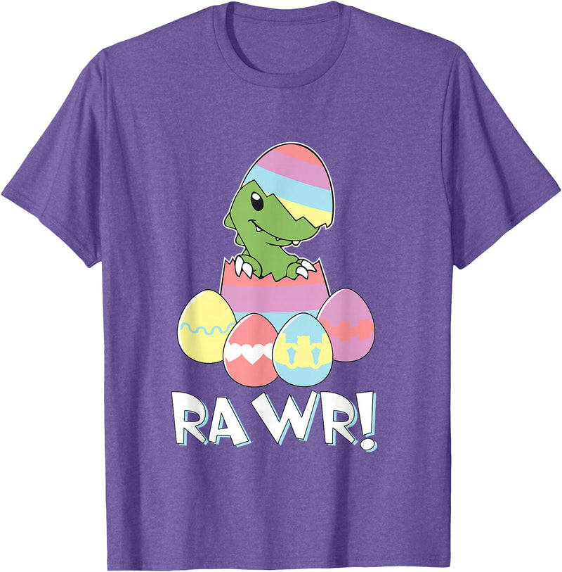 Easter Egg Hunter Dinosaur Dino Easter T-Rex Rabbit Bunny T-Shirt in Purple Heather