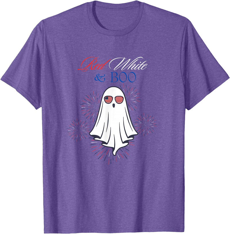 Red White Boo Red White And Boo Ghost 4th Of July Independence Day Top T-Shirt - Purple Heather