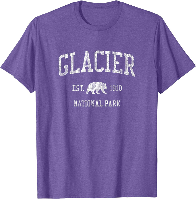 Jim Shorts Glacier National Park T-Shirt Vintage Sports Design Tee T-Shirt - Purple Heather
