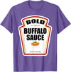Funny Bottle Label Halloween 2024 Condiment Outfit Bold Buffalo Sauce Bottle Label Funny Halloween Costume T-Shirt - Purple