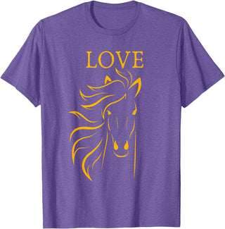 I Love Horses Shirts and Gifts Women and Girls Stylish Love Horse Head T-Shirt - Purple Heather