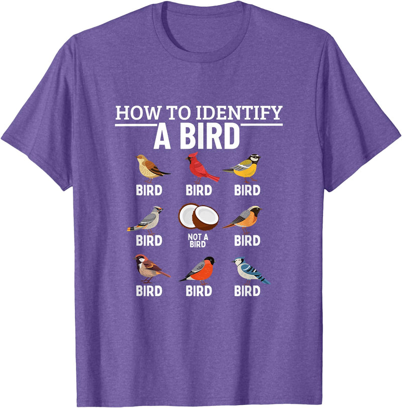 Funny Birding Watch Designs How to Identify A Bird Funny Bird Watching T-Shirt - Purple Heather