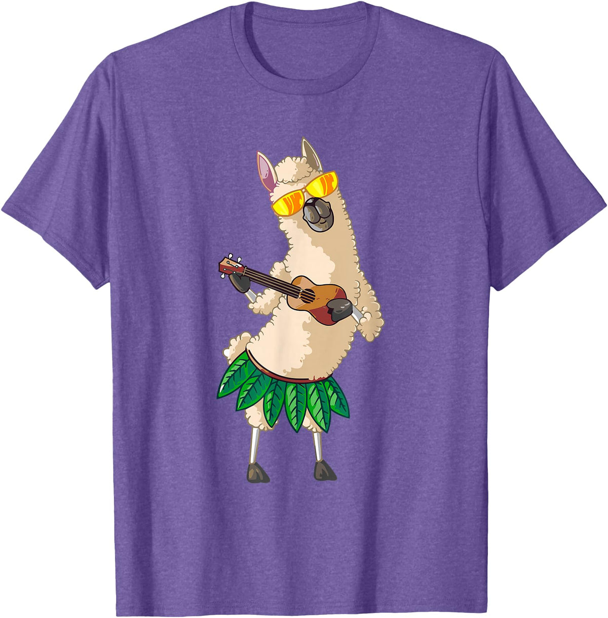 Llama Ukulele Luau TShirt Cute Gifts Llama Ukulele Luau Cute Funny Cool Hawaii Alpaca Gift T-Shirt - Purple Heather