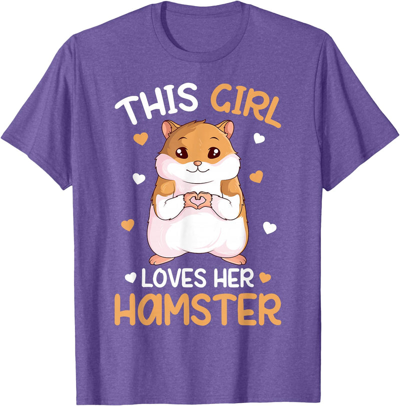 This Girl Loves Her Hamster Hammy Girls Hamster Lover T-Shirt - Purple Heather