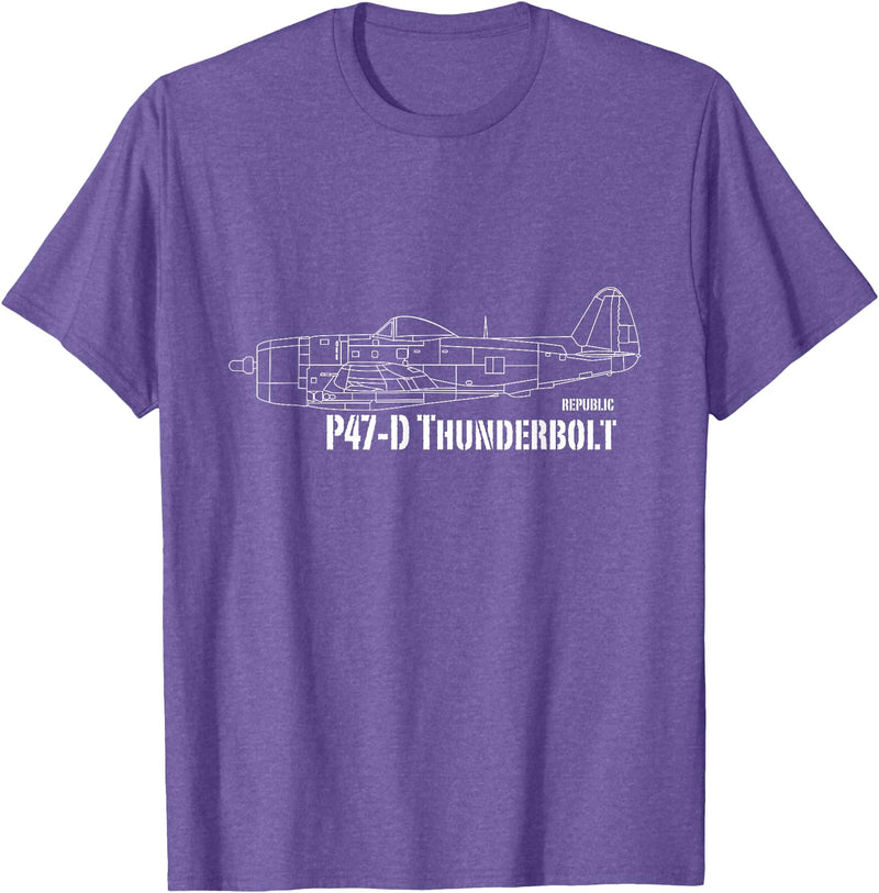 Bear Cave Designs - USA Republic P-47D Thunderbolt T-Shirt - Purple Heather
