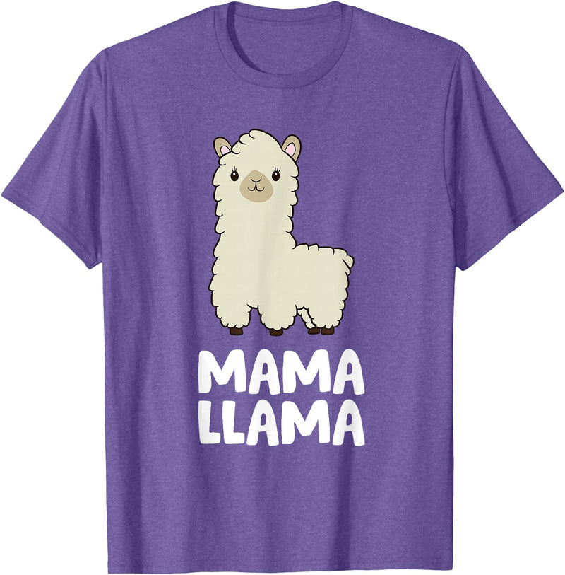 Llama Mama And Llama Papa Gifts Women Llama Mom Mama Llama T-Shirt - Purple Heather