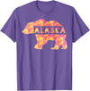 Proud Alaskan Bear Art Alaska State Pride Proud Alaskan Pink Grizzly Bear T-Shirt - Purple Heather